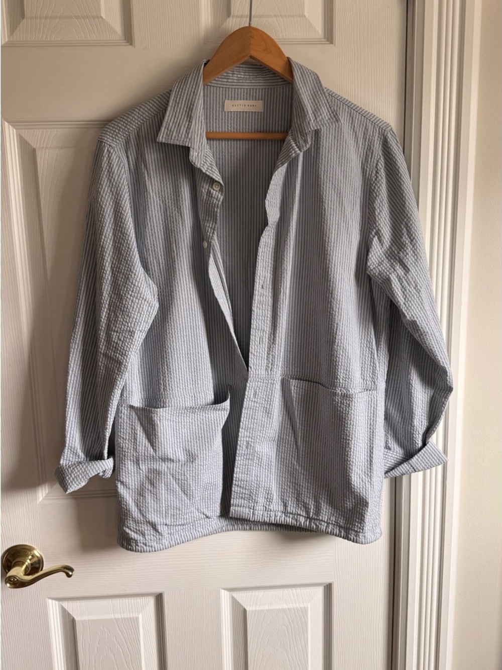 KESTIN HARE Seersucker Stripe Overshirt / Shirt Jacket